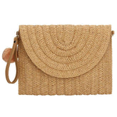 Verus Women Straw Purse Clutch Bag, Summer Straw Shoulder Woven Rattan Handbag Bags Beach Shoulder Tote Handbags (Light Brown)
